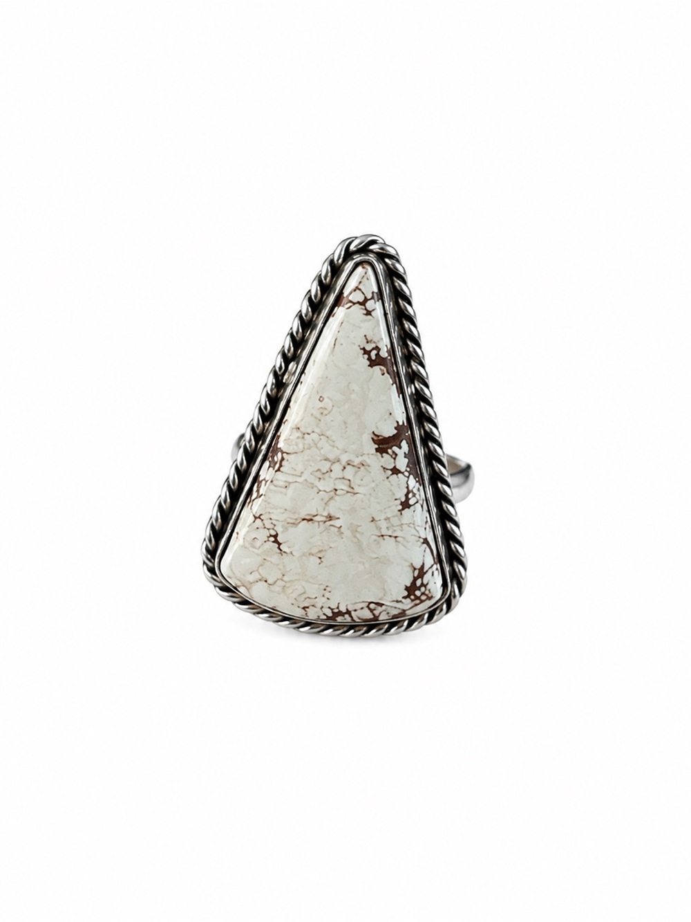 White Turquoise Triangle Statement Ring